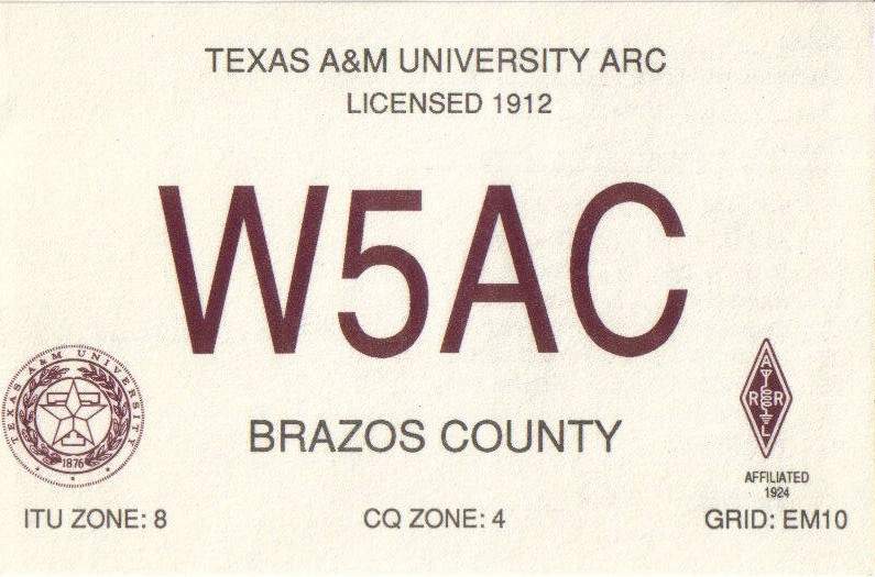 Front of W5AC QSL Card from 1980s