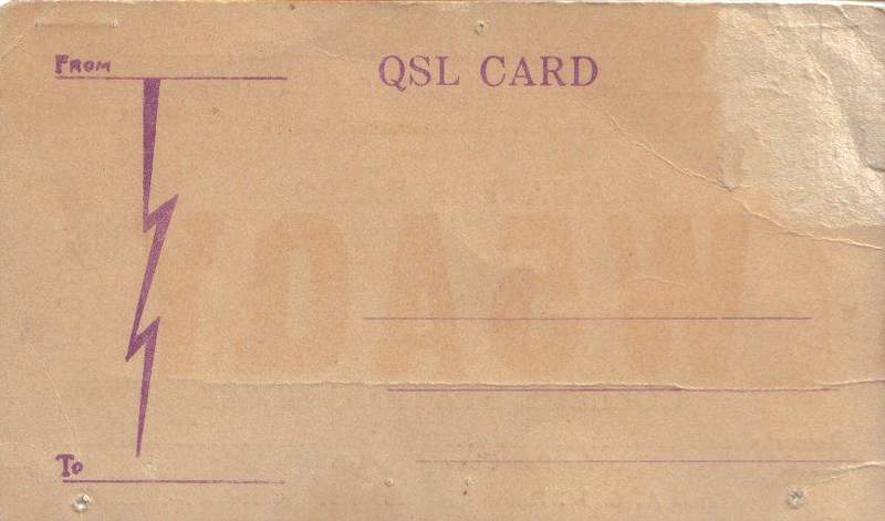 Back of W5AQY QSL Card from 1934