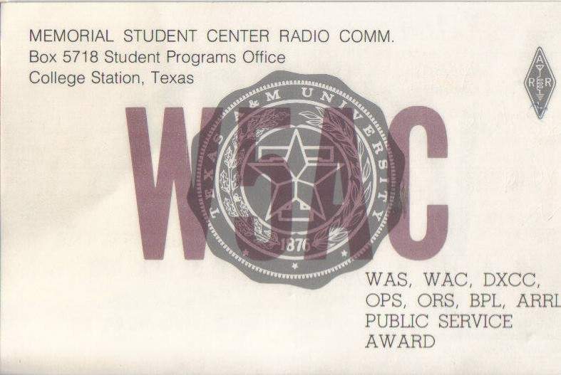 Front of W5AC QSL Card from 1969
