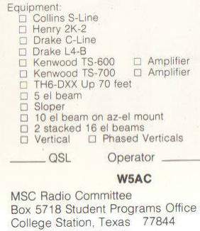Back of W5AC QSL Card