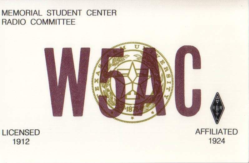 Front of W5AC QSL Card