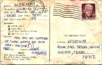 Back of W5AC QSL Card from Chess with N5XU