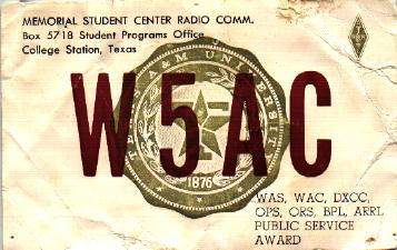 Front of W5AC QSL Card from Chess with N5XU